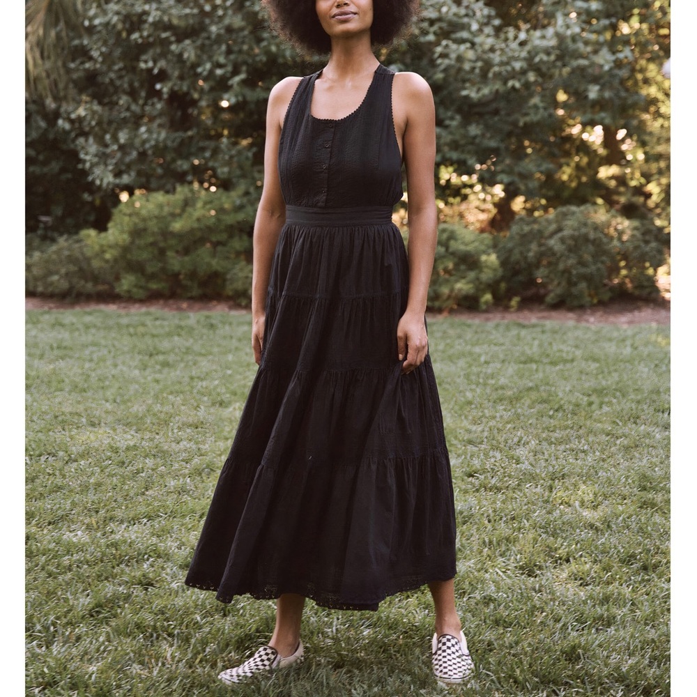 THE GREAT. Maxi Lace-Embroidered Cotton The Victorian Apron Dress